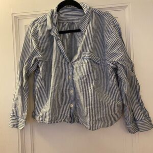 Pre loved j crew  large blue and white striped top